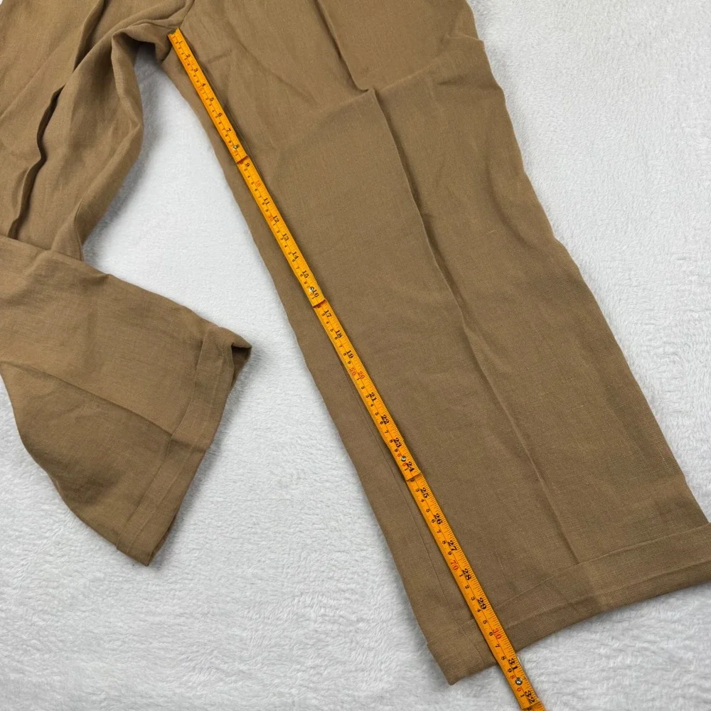 Vintage Polo Ralph Lauren Linen Trousers Mens 38x32 Tan Brown Pleated Cuff Pants
